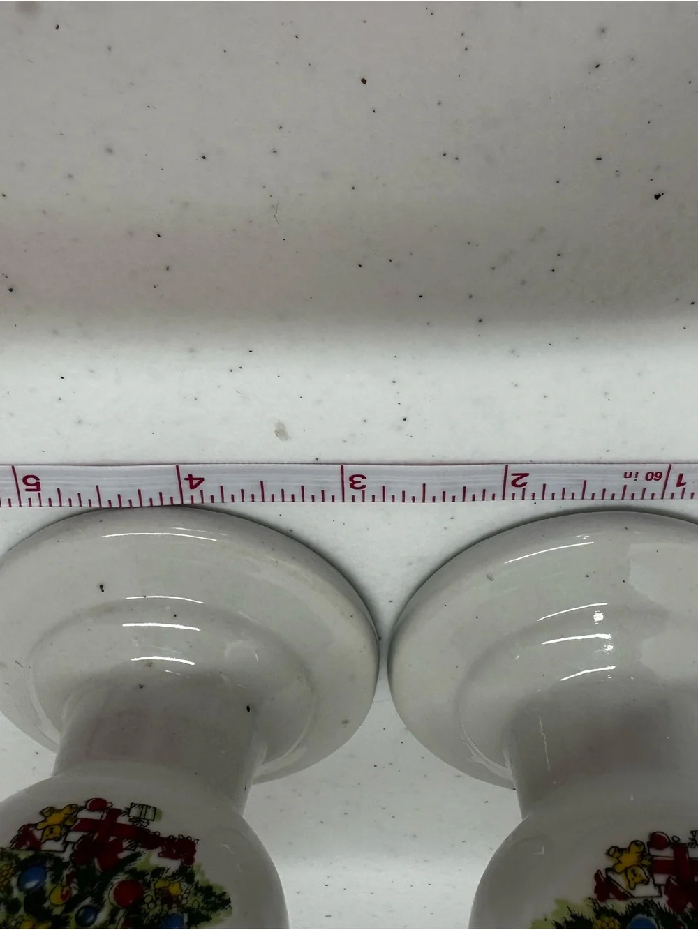 Vintage Christmas Tree Ceramic Candle Holders Set of 2 White Holiday Decor